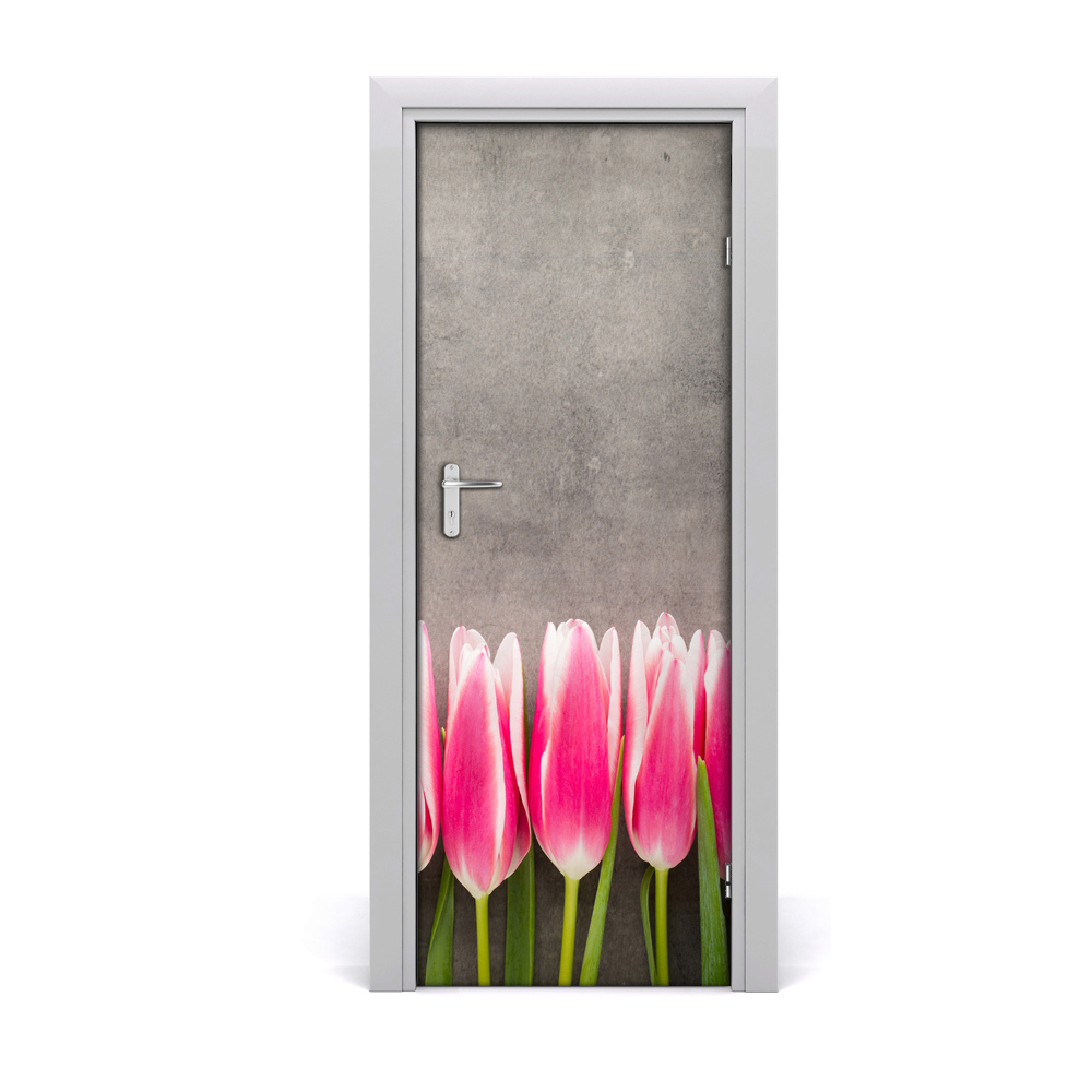 Fotótapéta ajtóra Rózsaszín tulipánok