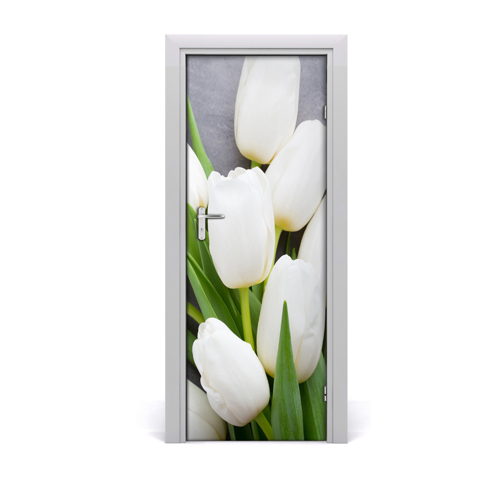 Fotótapéta ajtóra Fehér tulipánok