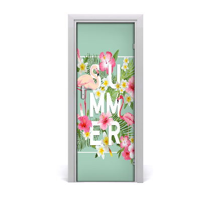 Ajtó tapéta Nyári flamingók