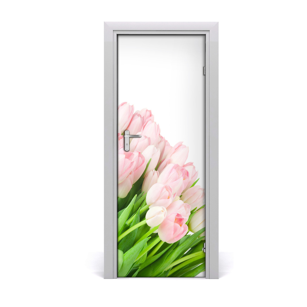 Poszter tapéta ajtóra Rózsaszín tulipánok