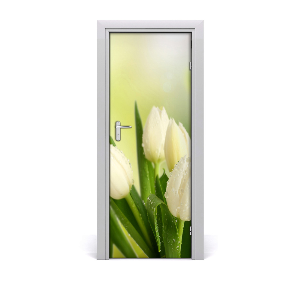 Poszter tapéta ajtóra Fehér tulipánok