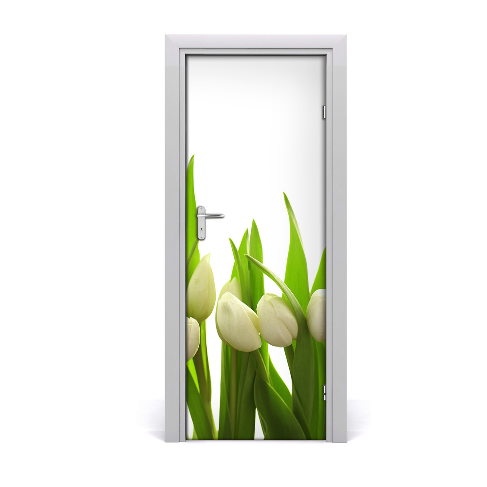 Poszter tapéta ajtóra Fehér tulipánok
