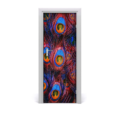 Poszter tapéta ajtóra Kék pávatollak