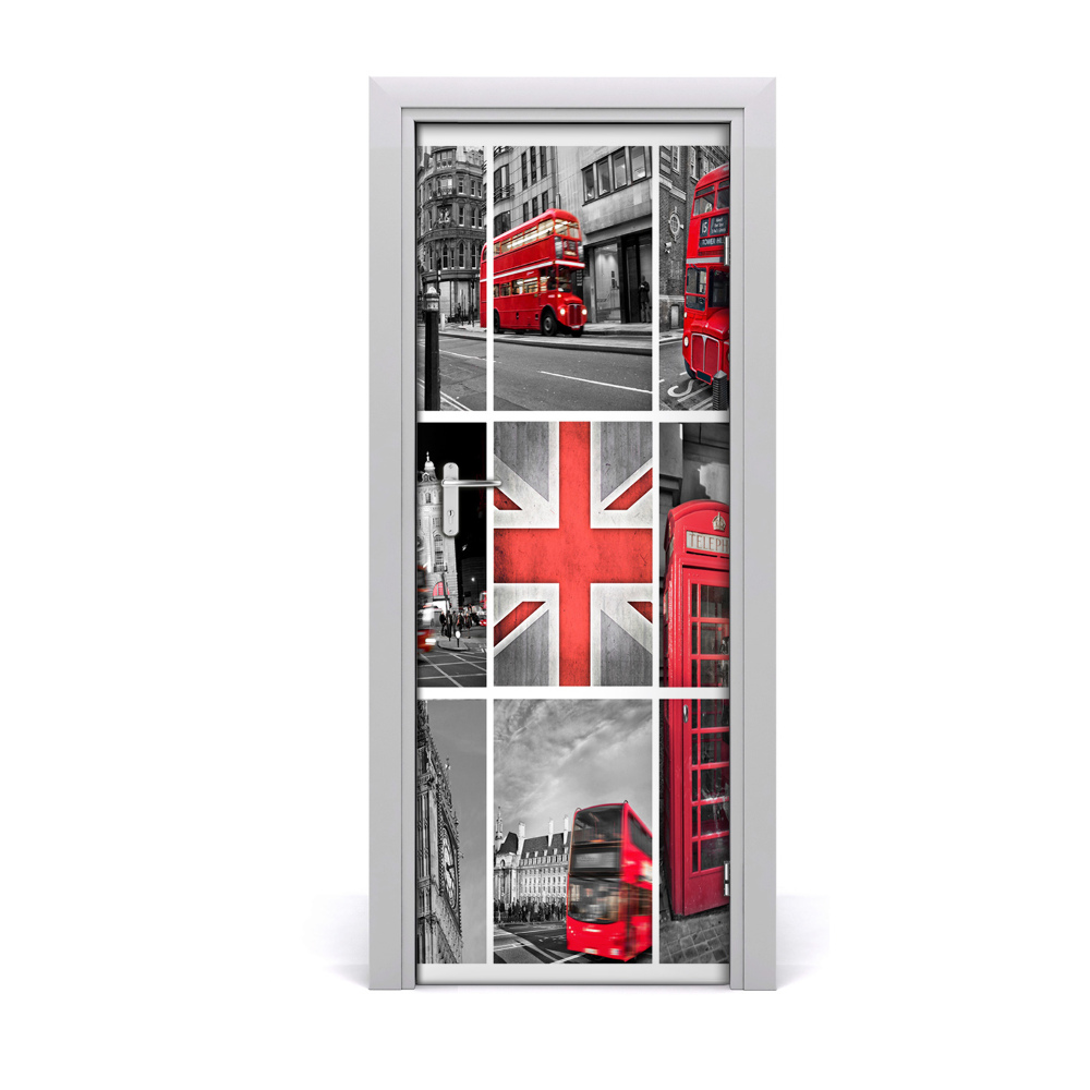 Poszter tapéta ajtóra London Anglia kollázs