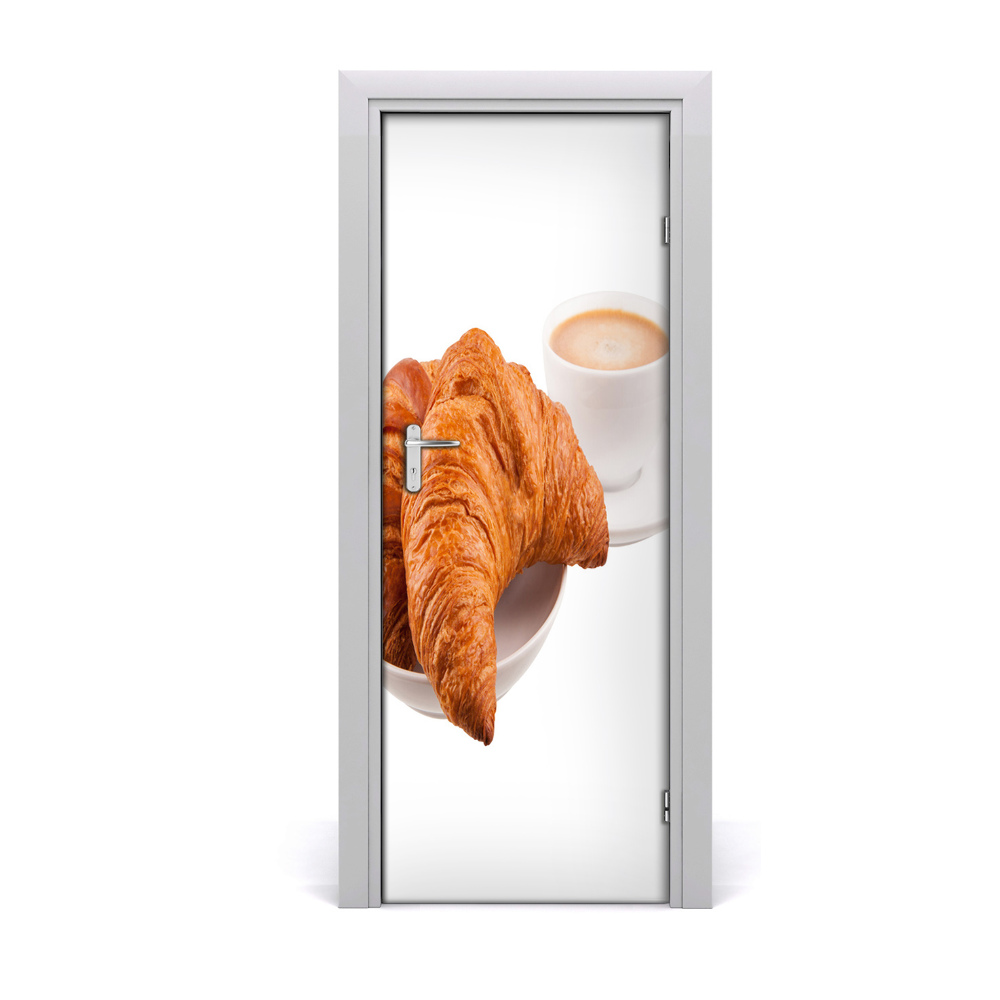 Ajtóposzter öntapadós Croissant és kávé