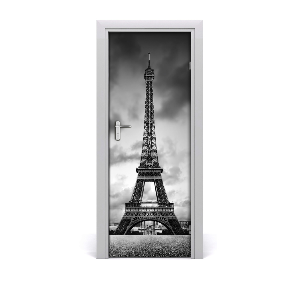Ajtó tapéta Eiffel-torony fekete-fehér
