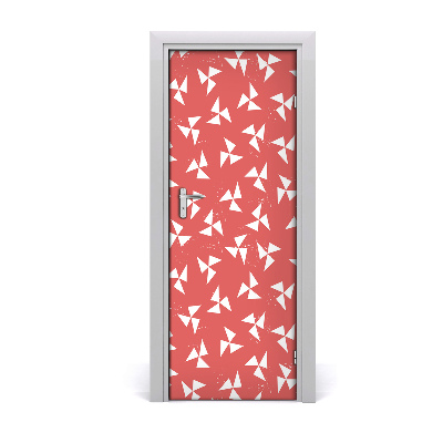Fotótapéta ajtóra Piros háttér fehér háromszögekkel