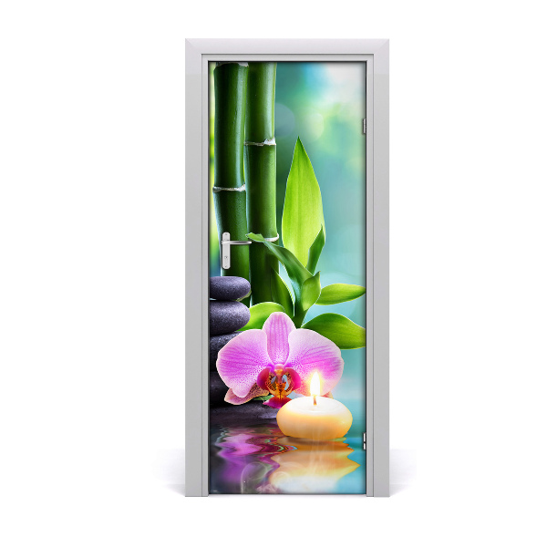 Fotótapéta ajtóra Zen bambusz orchidea