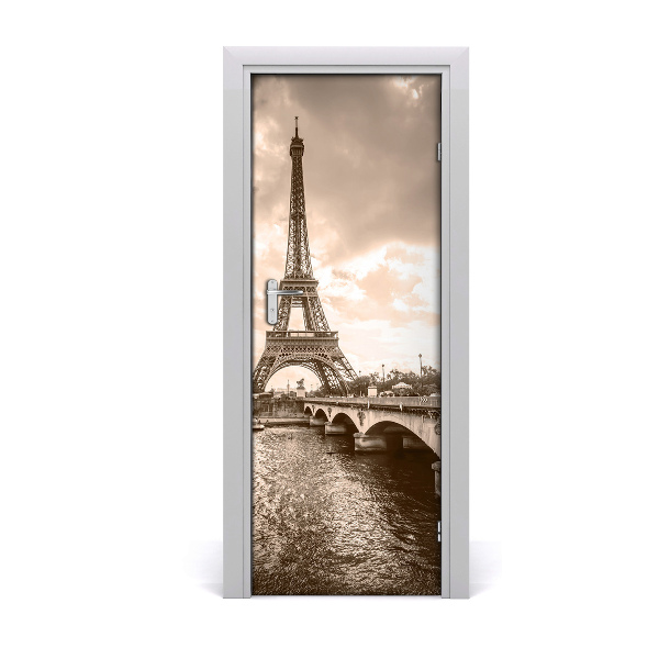 Ajtóposzter Eiffel-torony szépia