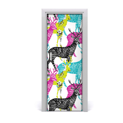 Ajtó méretű poszter Színes szarvas