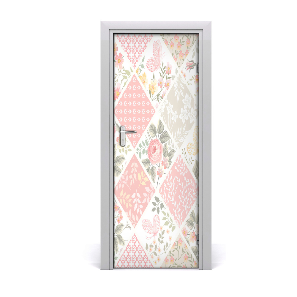 Ajtó tapéta Patchwork virágmintás