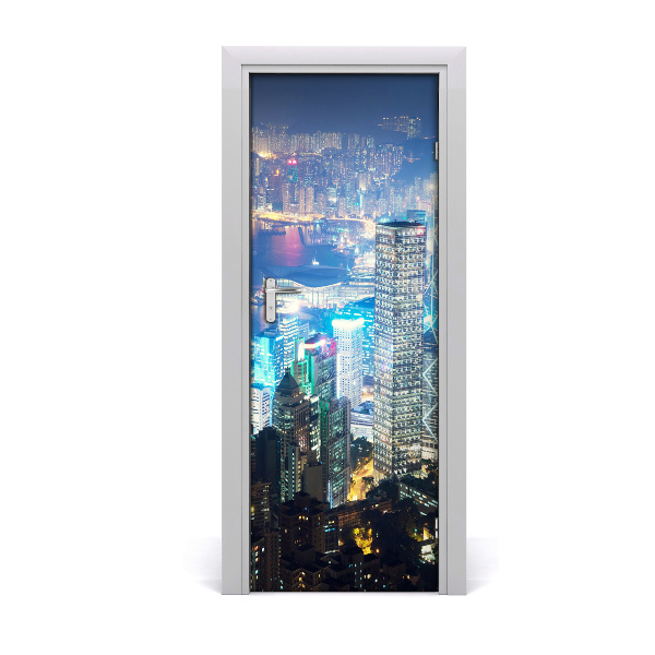Ajtóposzter Hong Kong fények éjjel