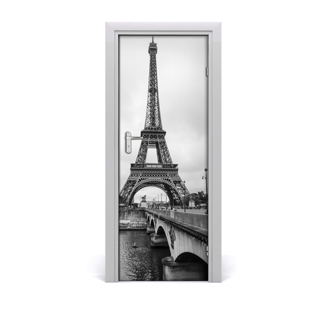 Poszter tapéta ajtóra Eiffel-torony fekete-fehér