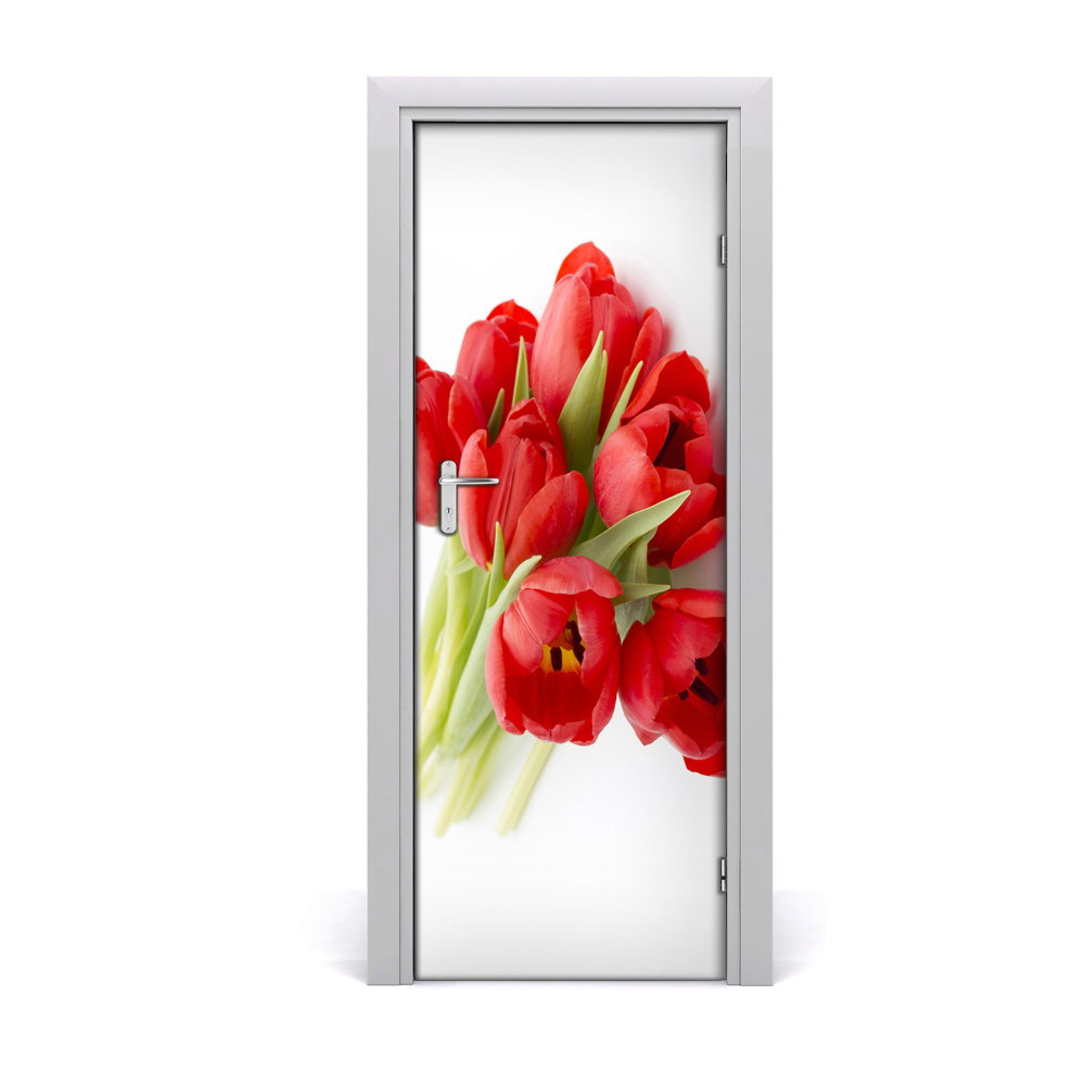 Fotótapéta ajtóra Piros tulipánok