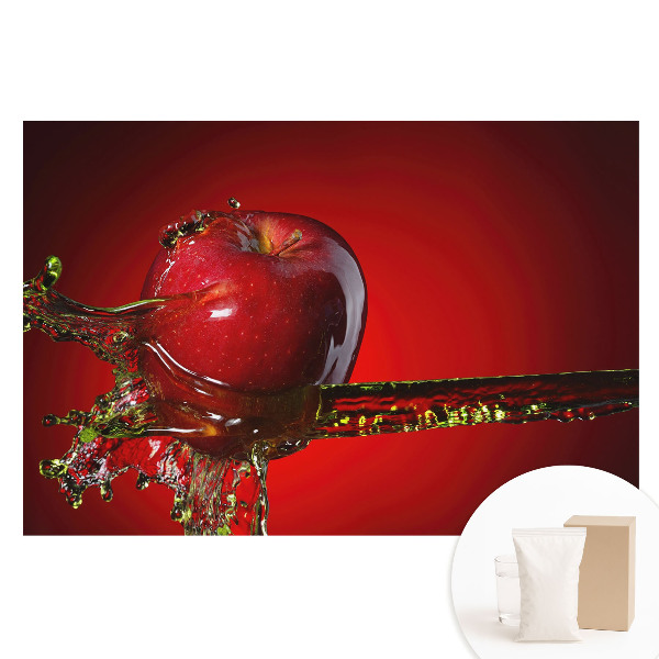 Fotótapéta nem szőtt anyagon Dinamikus piros alma folyékony fröccsenésben