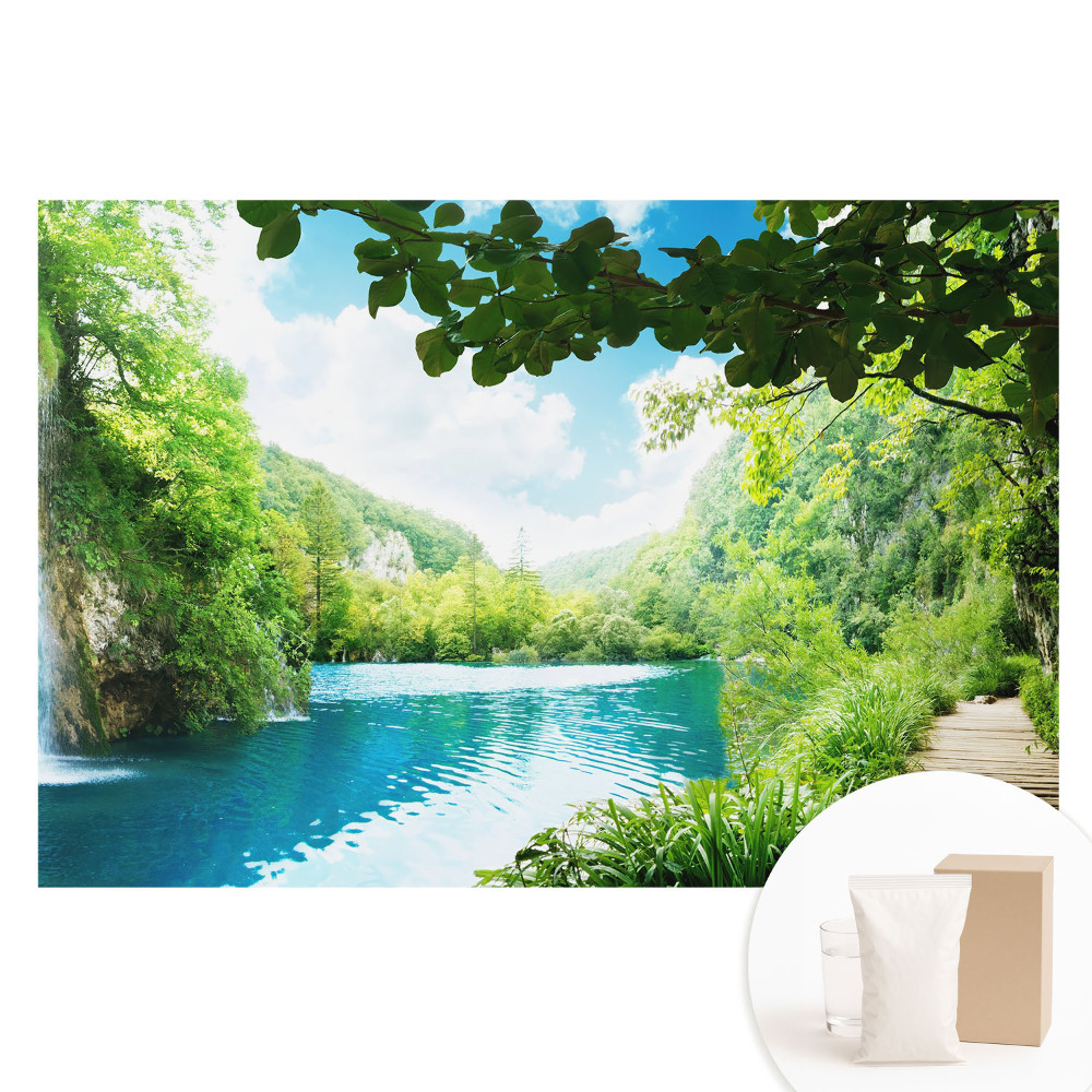 Nem szőtt tapéta Erdők, vízesések, tó