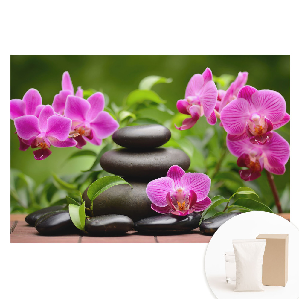 Nem szőtt tapéta Virágok és kövek harmonikus elrendezésben