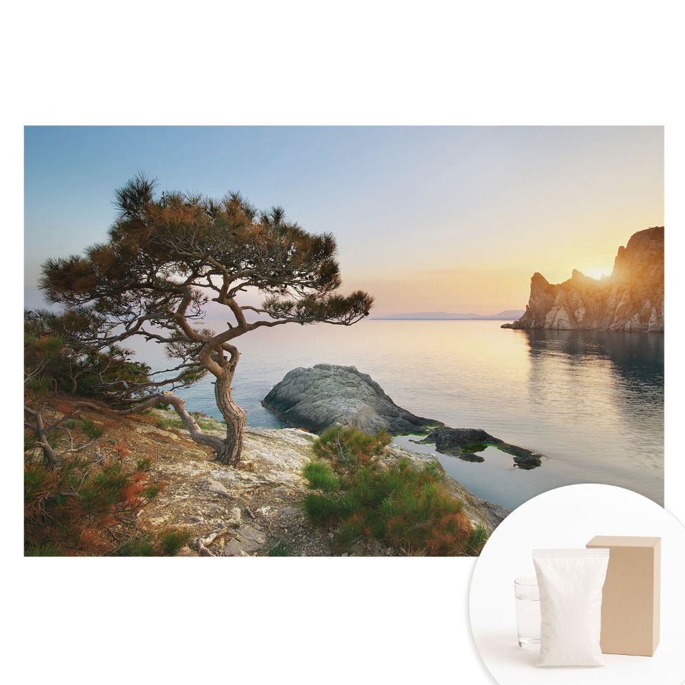 Fotótapéta nem szőtt anyagon Festői naplemente a szikla felett