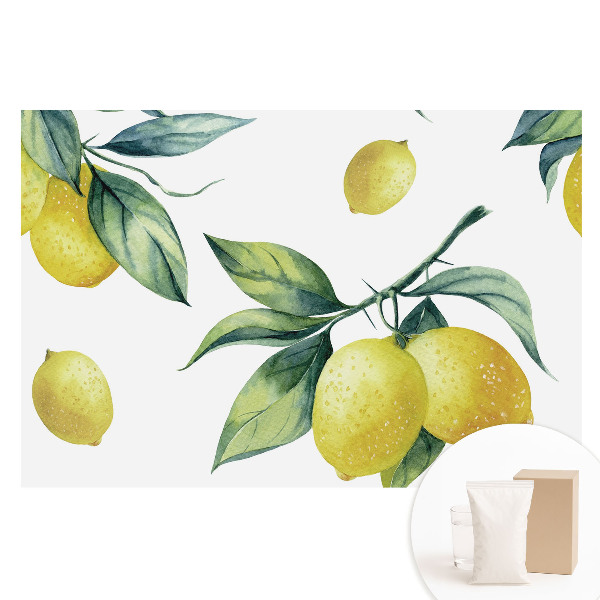 Nem szőtt tapéta nyomtatással Citromos minta lédús zöld