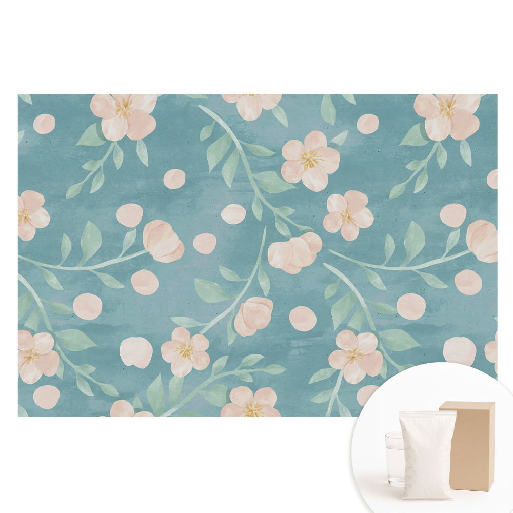 Nem szőtt tapéta nyomtatással Pasztell virágok és levelek