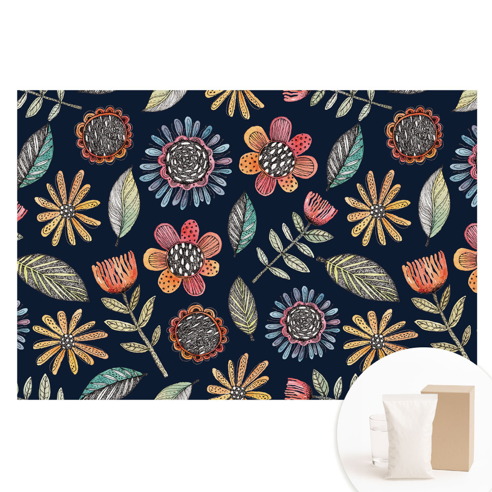 Fotótapéta nem szőtt anyagon Színes virágok és levelek mozaik