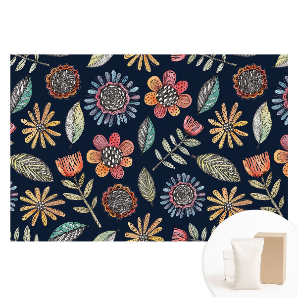 Fotótapéta nem szőtt anyagon Színes virágok és levelek mozaik