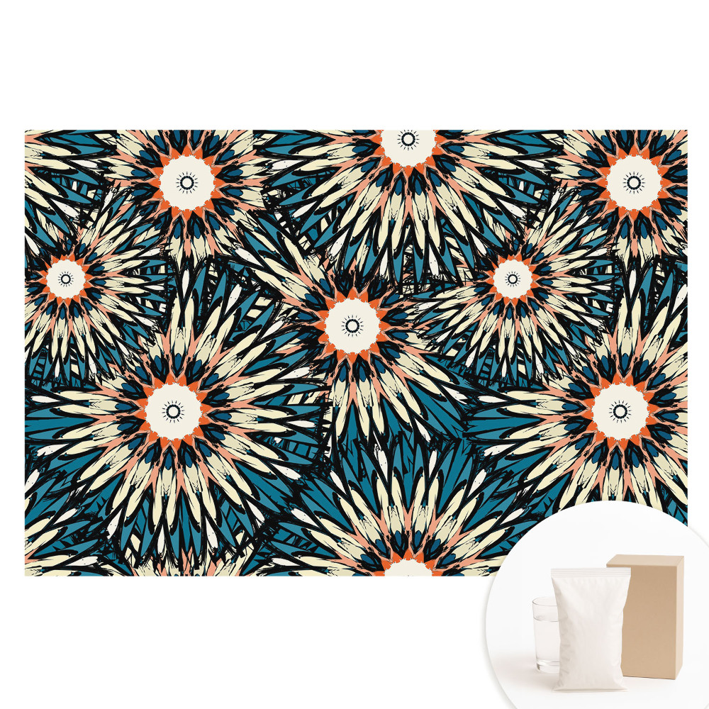 Nem szőtt anyagra nyomtatott fotótapéta Energikus virágok ismétlődő kompozícióban