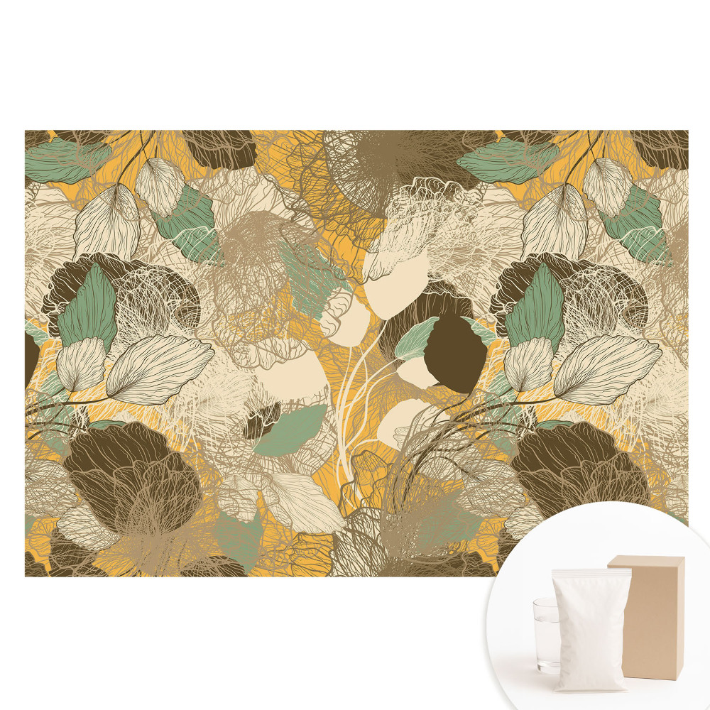 Fotótapéta nem szőtt anyagon Finom levelek és virágok harmonikus mintázatban