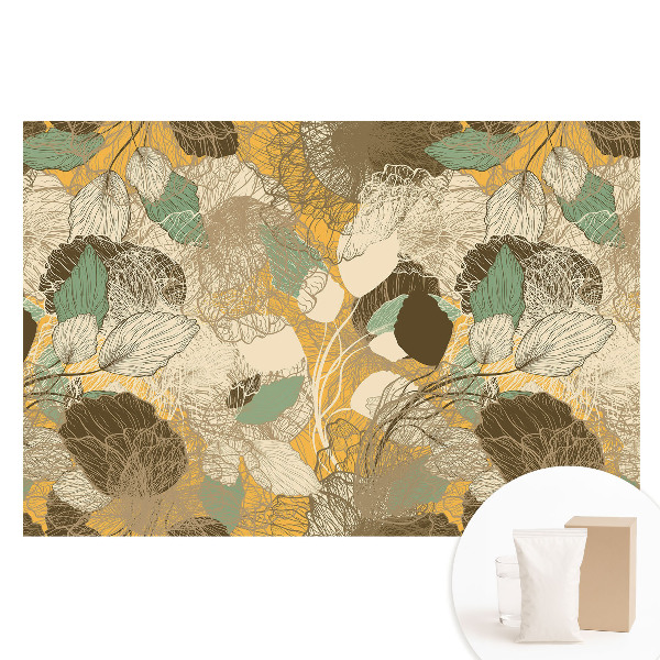 Fotótapéta nem szőtt anyagon Finom levelek és virágok harmonikus mintázatban