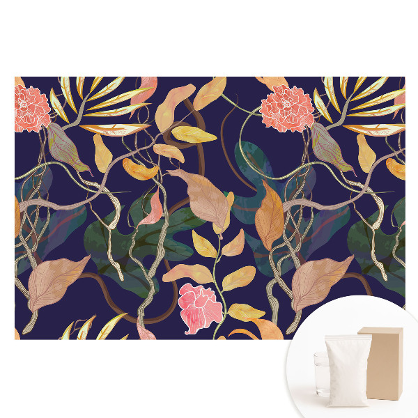 Fotótapéta nem szőtt anyagon Egzotikus növények sötétkék alapon