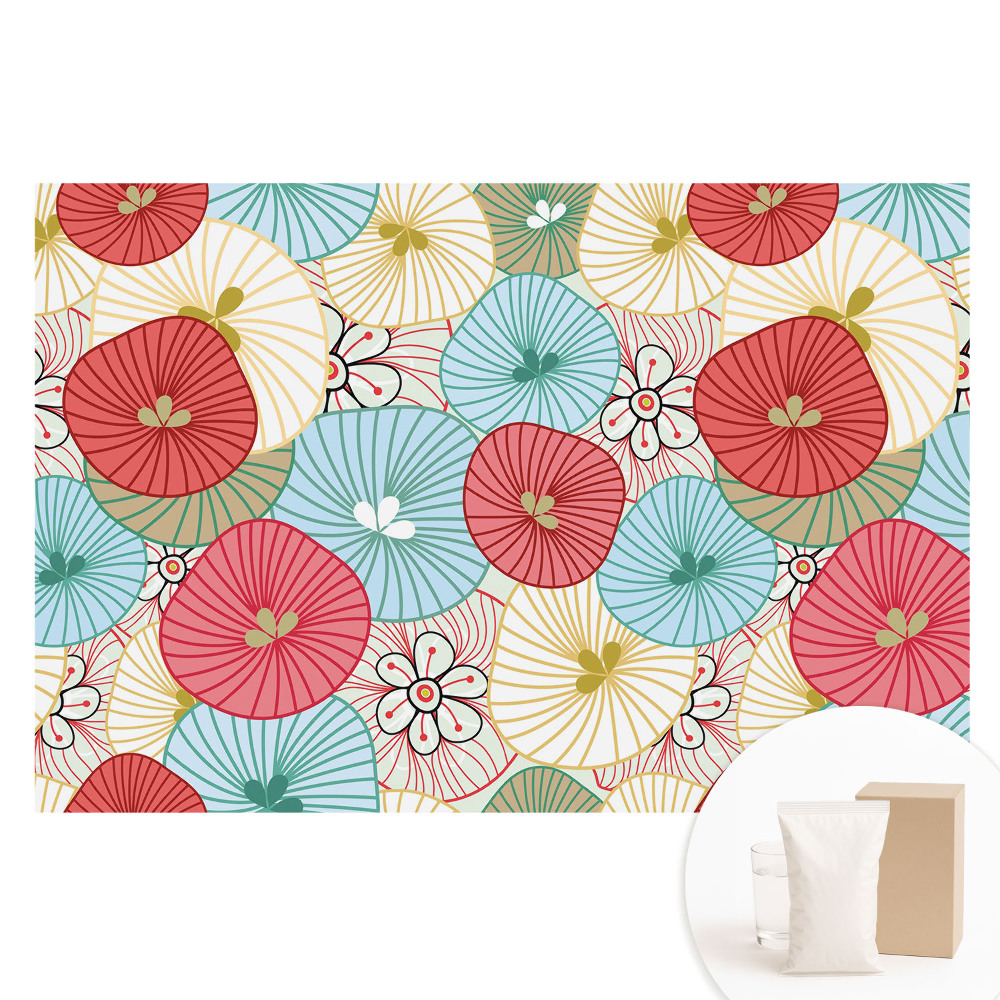 Nem szőtt fotótapéta Színes kerek virágok modern stílusban