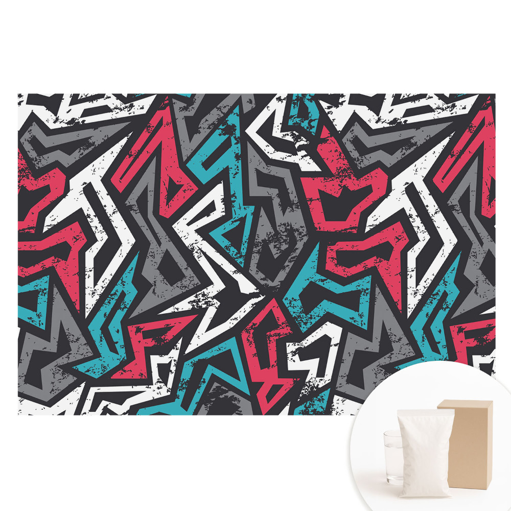 Friss energiájú geometrikus graffiti mintás nem szőtt tapéta