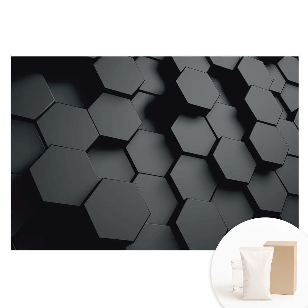 Nem szőtt tapéta nyomtatással Sötét 3D hatszögek eleganciája és modernitása