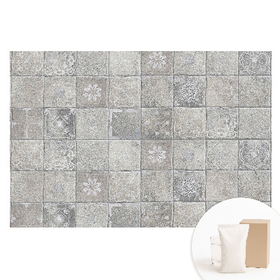 Nem szőtt tapéta nyomtatással Stílusos csempék szürke és bézs árnyalatokban