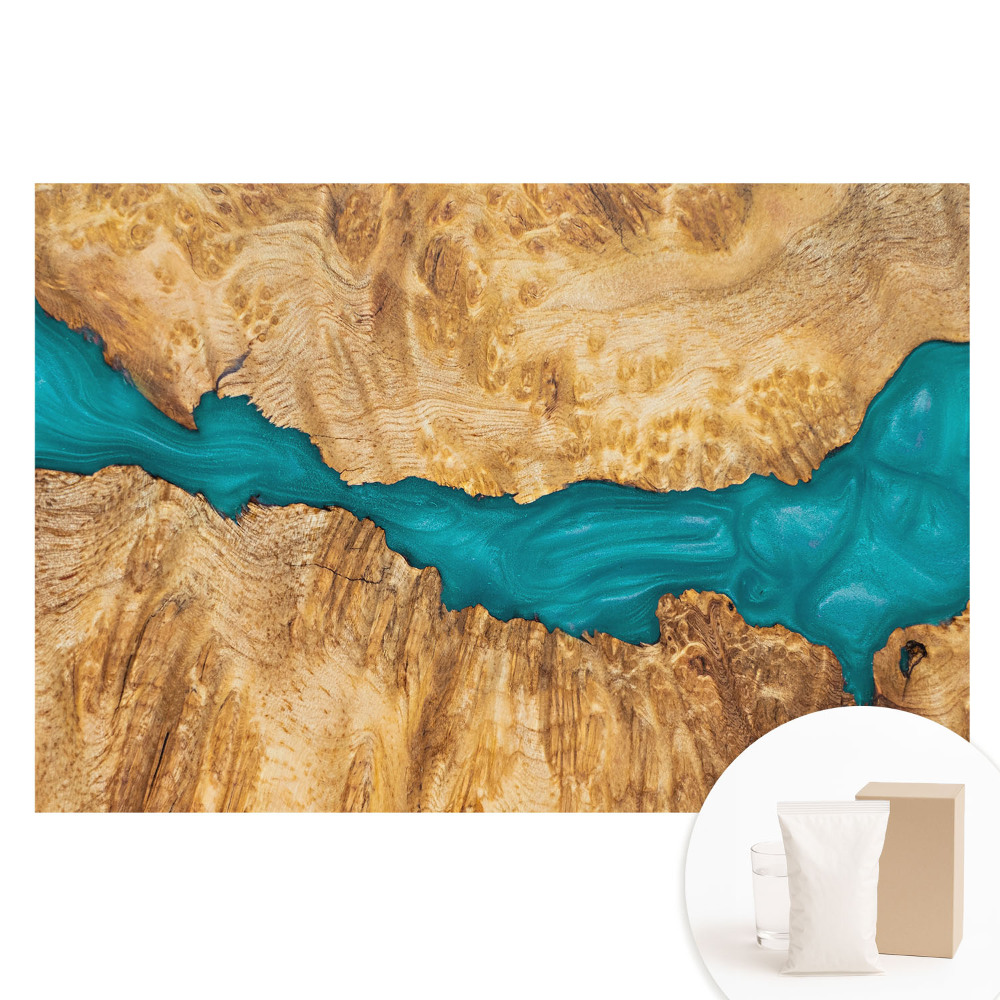 Nem szőtt tapéta nyomtatással Kék gyanta és természetes fa