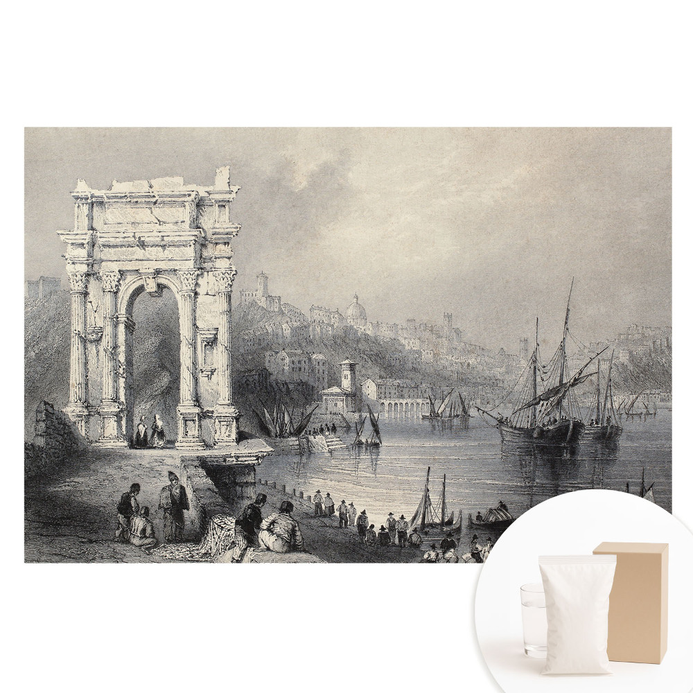 Nem szőtt anyagra nyomtatott fotótapéta Történelmi kikötő egy ősi boltívvel