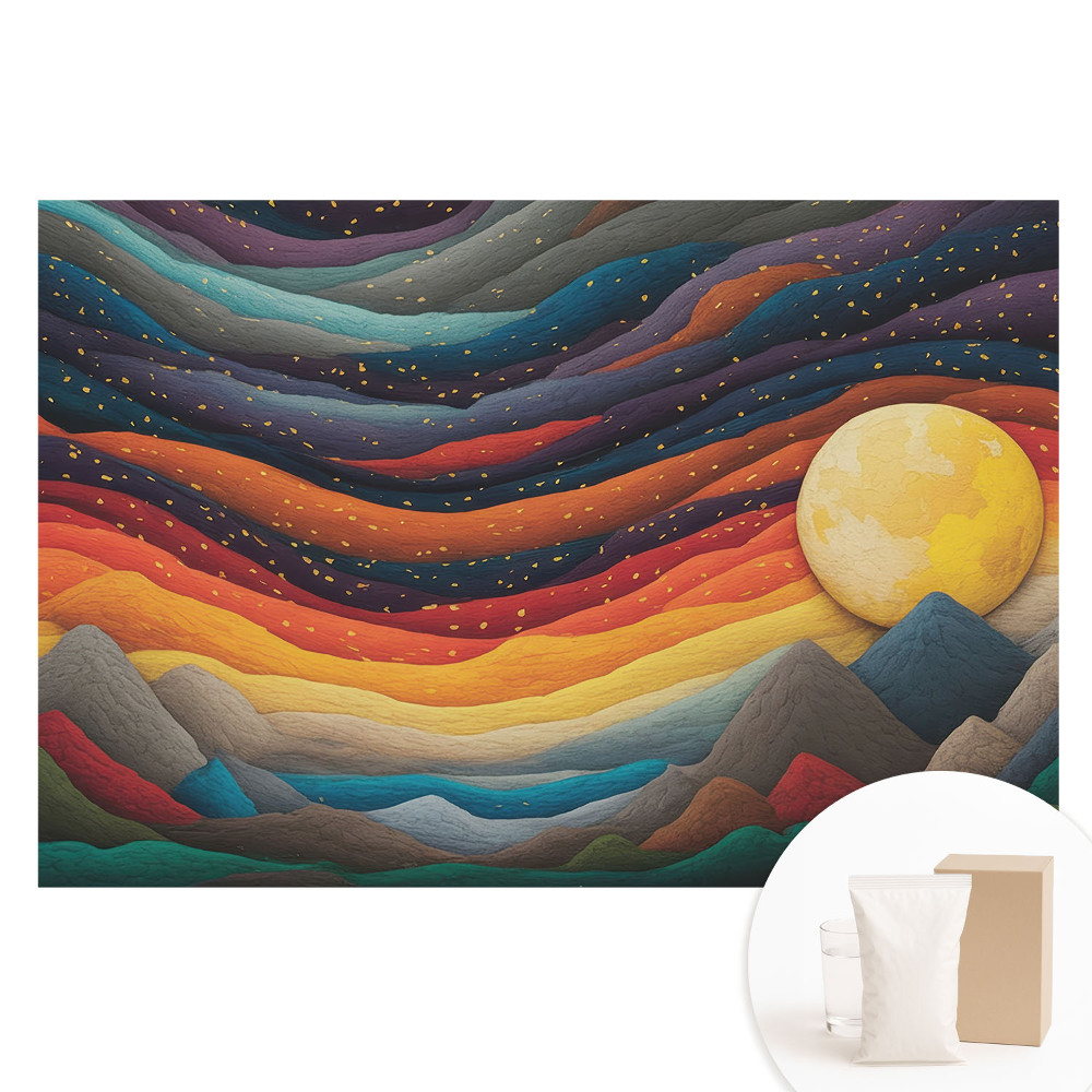 Nagyméretű fotótapéta a falra Absztrakt hegyi táj kozmikus éjszaka