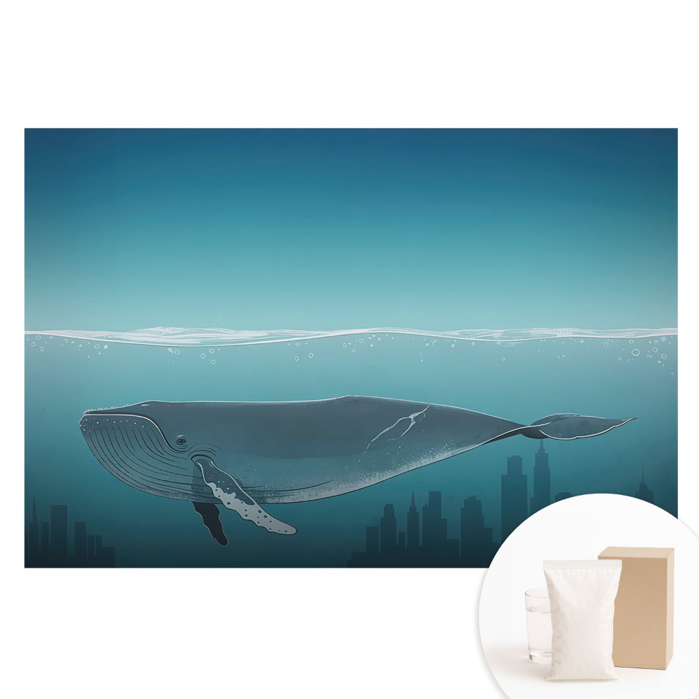 Nem szőtt fotótapéta A bálna és a város naplementekor