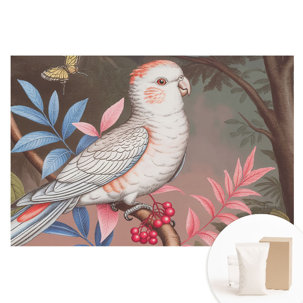 Nem szőtt anyagra nyomtatott fotótapéta Papagáj a levelek között