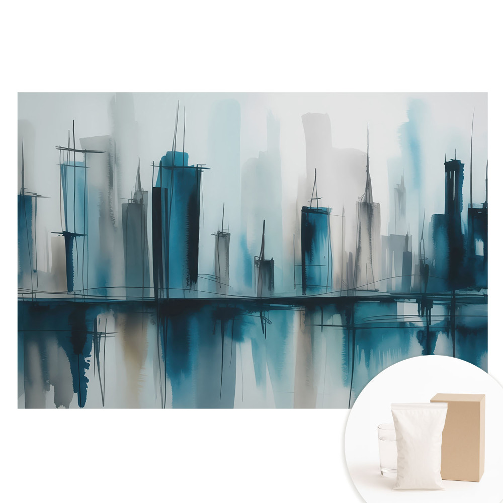 Nem szőtt fotótapéta Egy város akvarellben, nyugodt, modern akcentussal