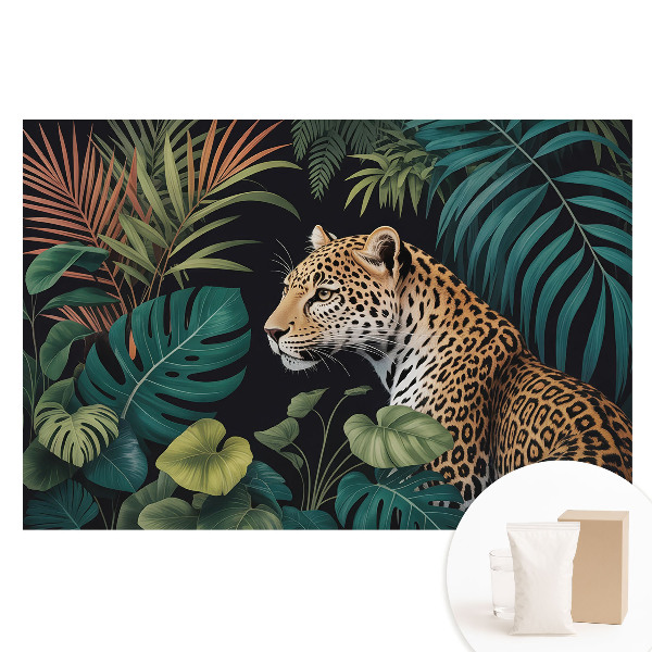 Nem szőtt anyagra nyomtatott fotótapéta Leopárd a dzsungel levelei között