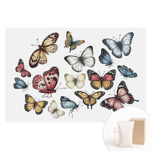 Fotótapéta nem szőtt anyagon Színes pillangók szétszórva harmonikusan