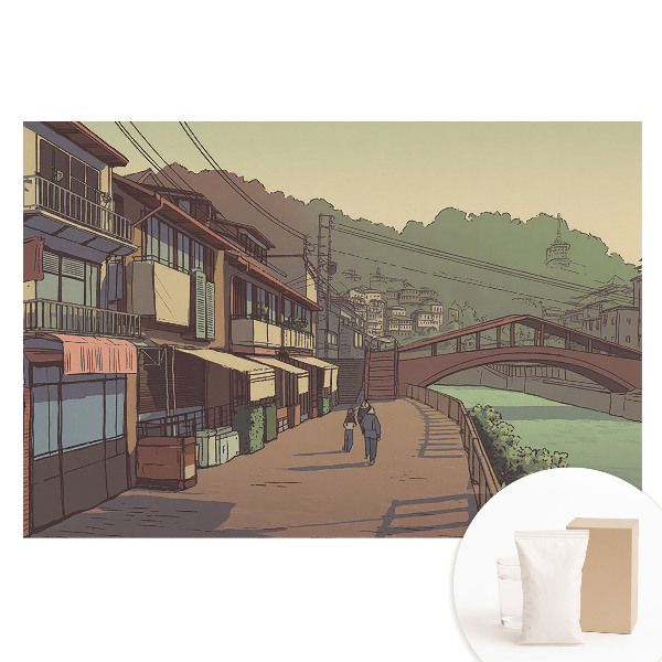 Nem szőtt fotótapéta A híd és az utca pasztellszínekben