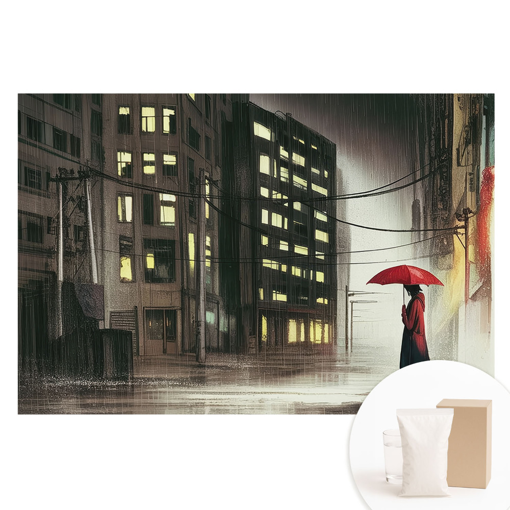 Fotótapéta nem szőtt anyagon Városi éjszaka esős hangulat rejtély