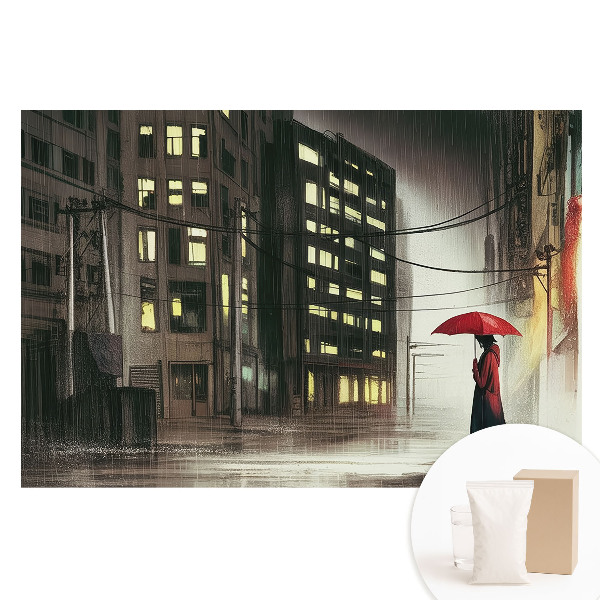 Fotótapéta nem szőtt anyagon Városi éjszaka esős hangulat rejtély