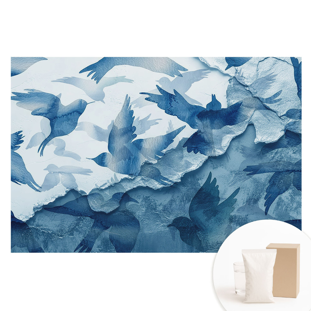 Nagyméretű fotótapéta a falra Kék madarak absztrakt