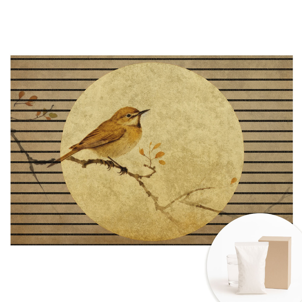 Nem szőtt fotótapéta Madár az ágon, a természet harmóniája japán stílusban