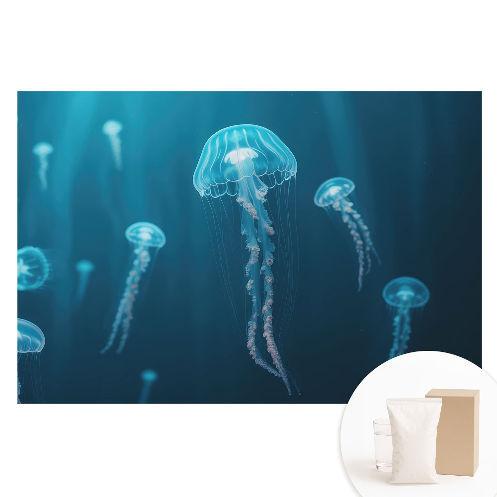 Fotótapéta nem szőtt anyagon Kék medúza mélyen az óceánban