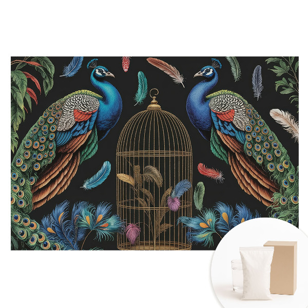 Nem szőtt fotótapéta Pávák és egy vintage kalitka