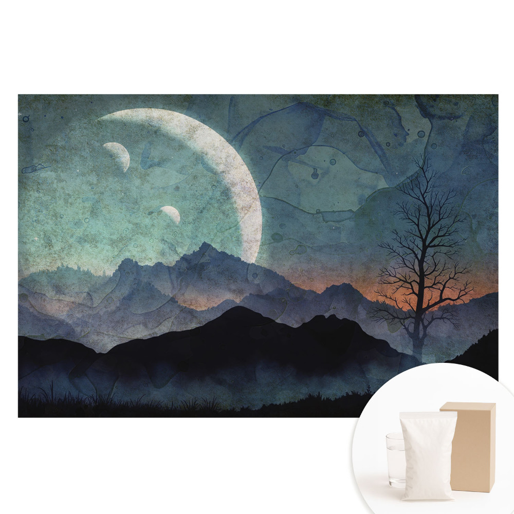 Fotótapéta nem szőtt anyagon Titokzatos hegyek és holdak